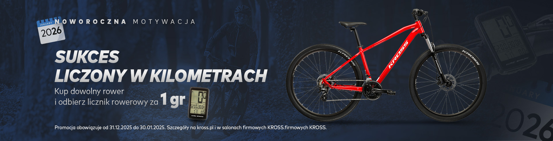 Wybierz dowolny rower, a licznik rowerowy dorzucimy w prezencie za 1 grosz w Salonach Firmowych KROSS i na KROSS.PL