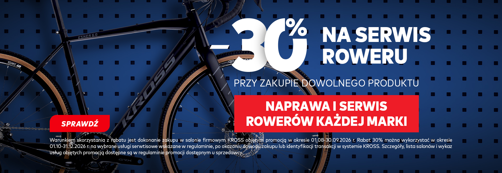 W salonach KROSS serwisujemy rowery każdej marki
